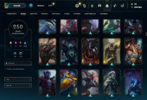 Conta Platina 1 com TODOS os champs e 250 Skins (Nivel 811) - League of Legends LOL