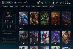 Conta Platina 1 com TODOS os champs e 250 Skins (Nivel 811) - League of Legends LOL
