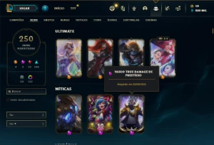 Conta Platina 1 com TODOS os champs e 250 Skins (Nivel 811) - League of Legends LOL