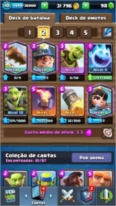 Conta de Clash Royale nvl 10 arena 12 com cartas tops