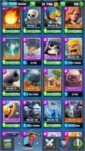 Conta de Clash Royale nvl 10 arena 12 com cartas tops