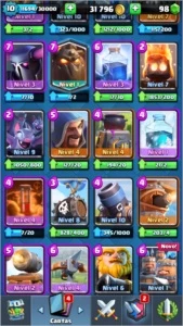 Conta de Clash Royale nvl 10 arena 12 com cartas tops