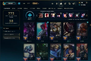 Platina 4 com TODOS os Champs e 200 Skins ( MID / ADC / JG ) - League of Legends LOL