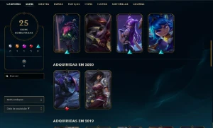 25 Skins - 20 Baus - Gold 2 - Peak Elo Esmeralda 3 - League of Legends LOL