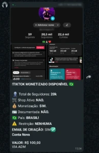 Fornecedores de Contas TikTok com Shop e Monetizada - Listas de Fornecedores