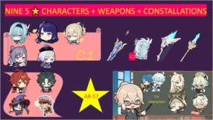 America Genshin Impact account- 9 -->5⭐+ weapons