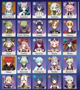 ar 43 neulivete , nahida , mona , diluc - Genshin Impact