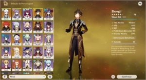 Hutão, Zhong, Ayaka, Keqing, Mona, Diluc C1, Qiqi - Genshin Impact