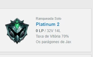 conta smurf plat 2 70% winrate - League of Legends LOL