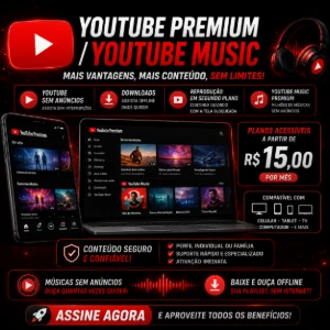 YouTube Premium + YouTube Music Premium 🚀 - MENSAL - Assinaturas e Premium