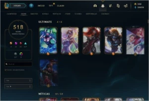 Conta lol GOLD 4 TODAS OS CHAMPS 520 SKINS NUNCA BANIDA - League of Legends