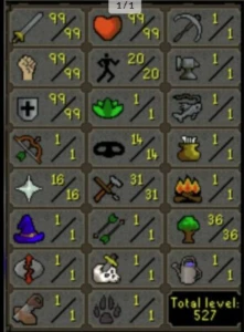 Conta corpo a corpo máximo, OSRS 99 Att, Str, Def, Hitpoints