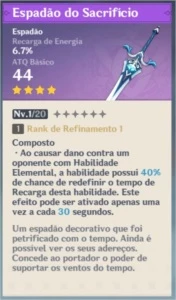 Conta ar 7 Chongyun + Xingqiu + Espada do Sacrifício 4* - Genshin Impact