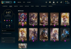 Conta LoL, Ex Platina, 147 Skins, várias míticas - League of Legends