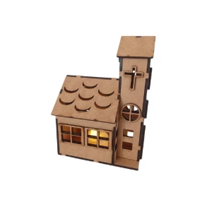 Igreja em mdf com e sem luz led, maquete luminaria... - Artesanato e Personalizados
