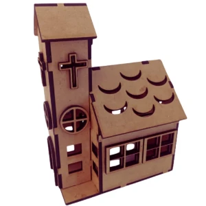 Igreja em mdf com e sem luz led, maquete luminaria... - Artesanato e Personalizados