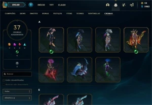 Conta de LoL nível 282 elo gold 170 skins 37 cromas - League of Legends
