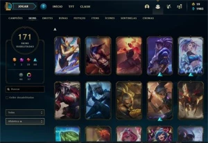 Conta de LoL nível 282 elo gold 170 skins 37 cromas - League of Legends