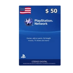 Cartão de Saldo - Playstation Americano - 50 Dolares - Gift Cards
