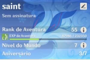 AR 55 - 9 personagens 5 estrelas - Genshin Impact