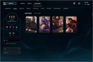 Conta League of Legends Platina 3. 142 skins, 20 jogos. LOL