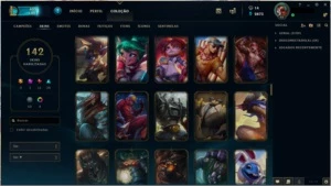 Conta League of Legends Platina 3. 142 skins, 20 jogos. LOL