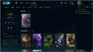 Conta League of Legends Platina 3. 142 skins, 20 jogos.