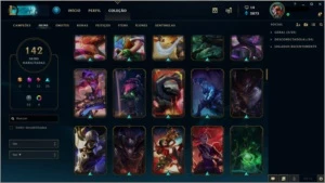 Conta League of Legends Platina 3. 142 skins, 20 jogos. LOL