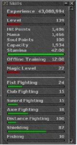 Vendo Paladin Level 139 Skills: Distance 100/ Shielding 87/ - Tibia