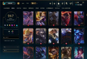 Platina 4 com TODOS os Champs e 267 Skins ( MAIN ADC ) - League of Legends LOL