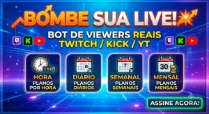 Bombe Sua Live! Bot De Viewers Reais Twitch/Kick/Yt - Redes Sociais