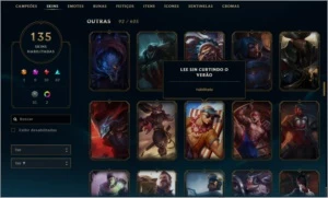 Conta LoL - Gold V Flex 135 Skins e 128 Campeões - League of Legends