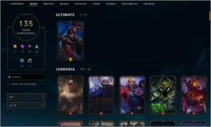 Conta LoL - Gold V Flex 135 Skins e 128 Campeões - League of Legends