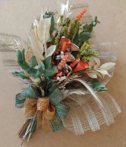 Buque com flores desidratadas - Laranja - Artesanato e Personalizados