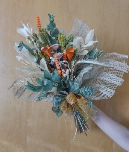 Buque com flores desidratadas - Laranja - Artesanato e Personalizados