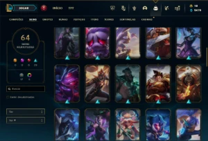 Ouro 4 com 115 Champs e 64 Skins - League of Legends LOL