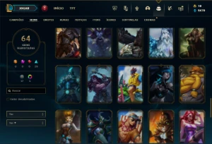 Ouro 4 com 115 Champs e 64 Skins - League of Legends LOL