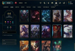 Ouro 4 com 115 Champs e 64 Skins - League of Legends LOL
