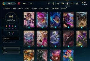 Ouro 4 com 115 Champs e 64 Skins - League of Legends LOL