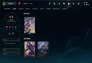 Ouro 4 com 115 Champs e 64 Skins - League of Legends LOL
