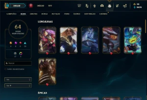 Ouro 4 com 115 Champs e 64 Skins - League of Legends LOL