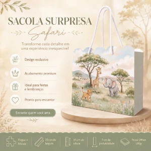 Kit 15 Sacolinhas Safari Savana - Pegue e Monte - Artesanato e Personalizados