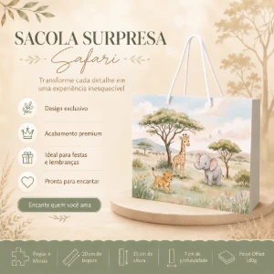 Kit 15 Sacolinhas Safari Savana - Pegue e Monte - Artesanato e Personalizados
