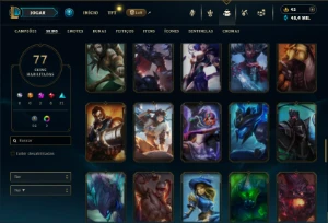 Unranked com 150 Champs e 77 Skins + 1 Prestigio - League of Legends LOL