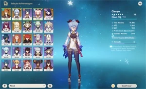 AR 52 Ganyu, Shogun, Childe, Estrela Invernal - Genshin Impact