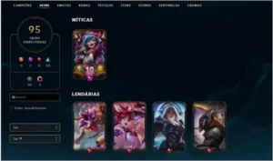 Conta League of Legends Smurf Gold II season 9. 95 skins LOL