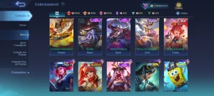Conta moba 10anos de uso lvl104 rara 308 skin - Mobile Legends