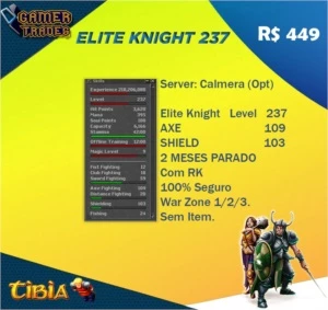 EK 237 - CALMERA - AXE 109 / SHIELD 103 - SEM ITEM - COM RK. - Tibia