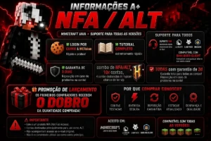 🎮 Combo Minecraft NFA / ALT – 10 Contas | PROMOÇÃO