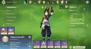 Conta Genshin Impact AR 5 com Tighnari e Jean ⭐